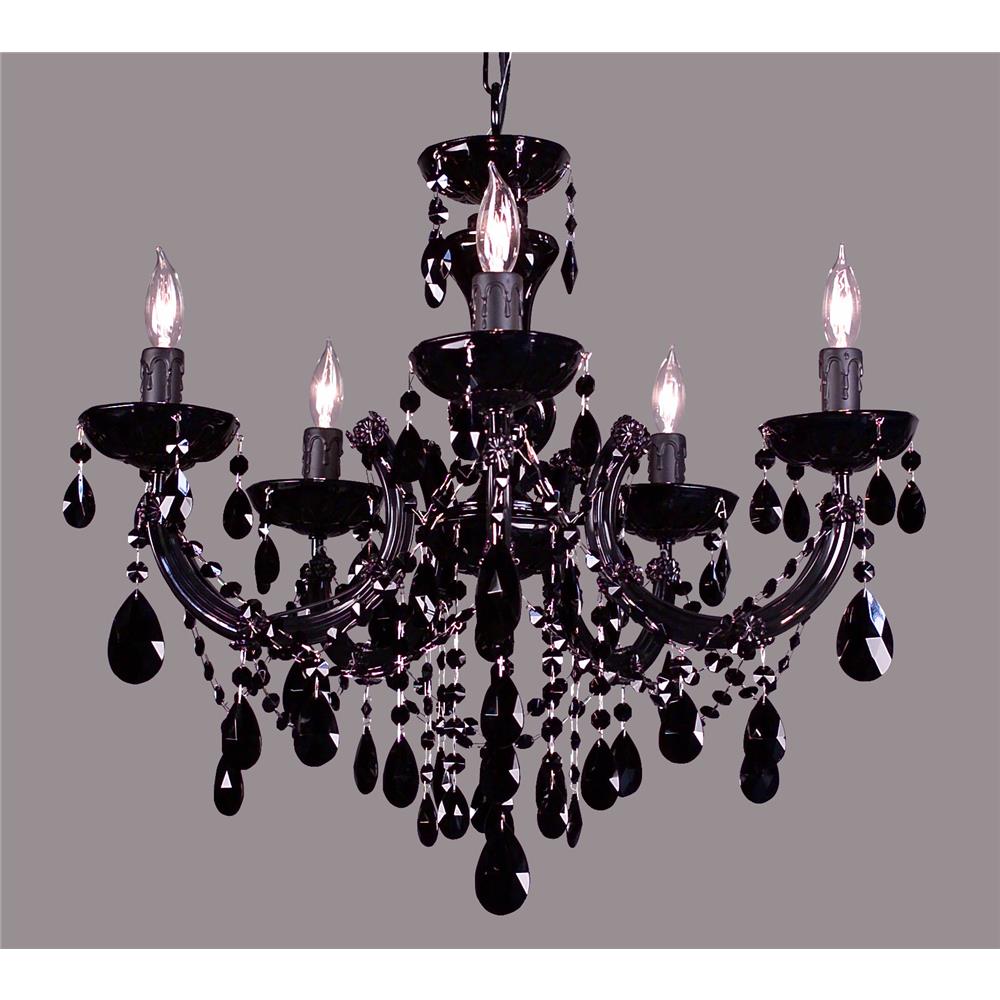 Classic Lighting 8345 BBLK CBK Rialto Traditional Chandelier in Black on Black with Crystalique Black