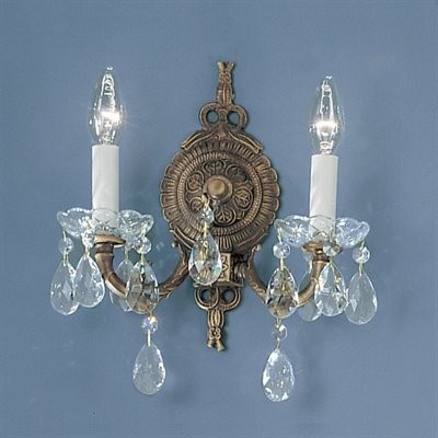Classic Lighting 5532 RB C Madrid Wall Sconce in Roman Bronze with Crystalique