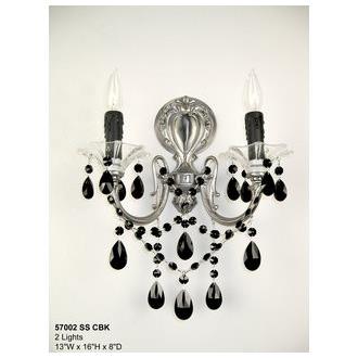 Classic Lighting 57002 SS CBK Via Venteo Wall Sconce in Silverstone with Crystalique Black