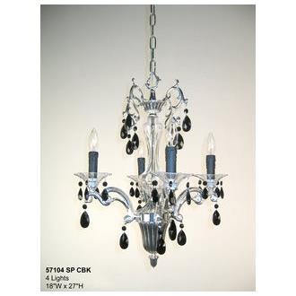 Classic Lighting 57104 SP CBK Via Firenze Mini Chandelier in Silver Plate with Crystalique Black