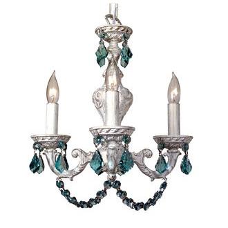 Classic Lighting 8335 AW AG Gabrielle Color Mini Chandelier in Antique White with Crystalique-Plus Antique Green