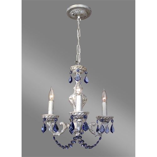 Classic Lighting 8335 AW SAP Gabrielle Color Mini Chandelier in Antique White with Crystalique-Plus Sapphire