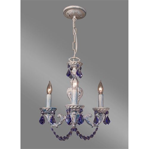 Classic Lighting 8335 BLU SAP Gabrielle Color Mini Chandelier in Blue over Antique White with Crystalique-Plus Sapphire
