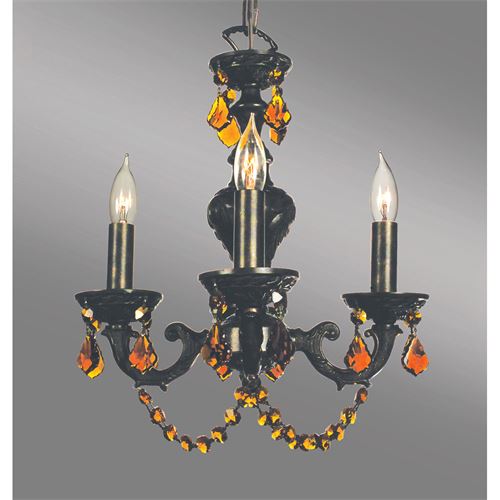 Classic Lighting 8335 EB AM Gabrielle Color Mini Chandelier in English Bronze with Crystalique-Plus Amber