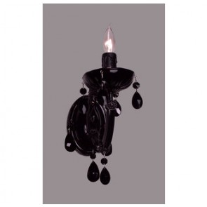 Classic Lighting 8341 BBLK CBK Rialto Traditional Wall Sconce in Black on Black with Crystalique Black