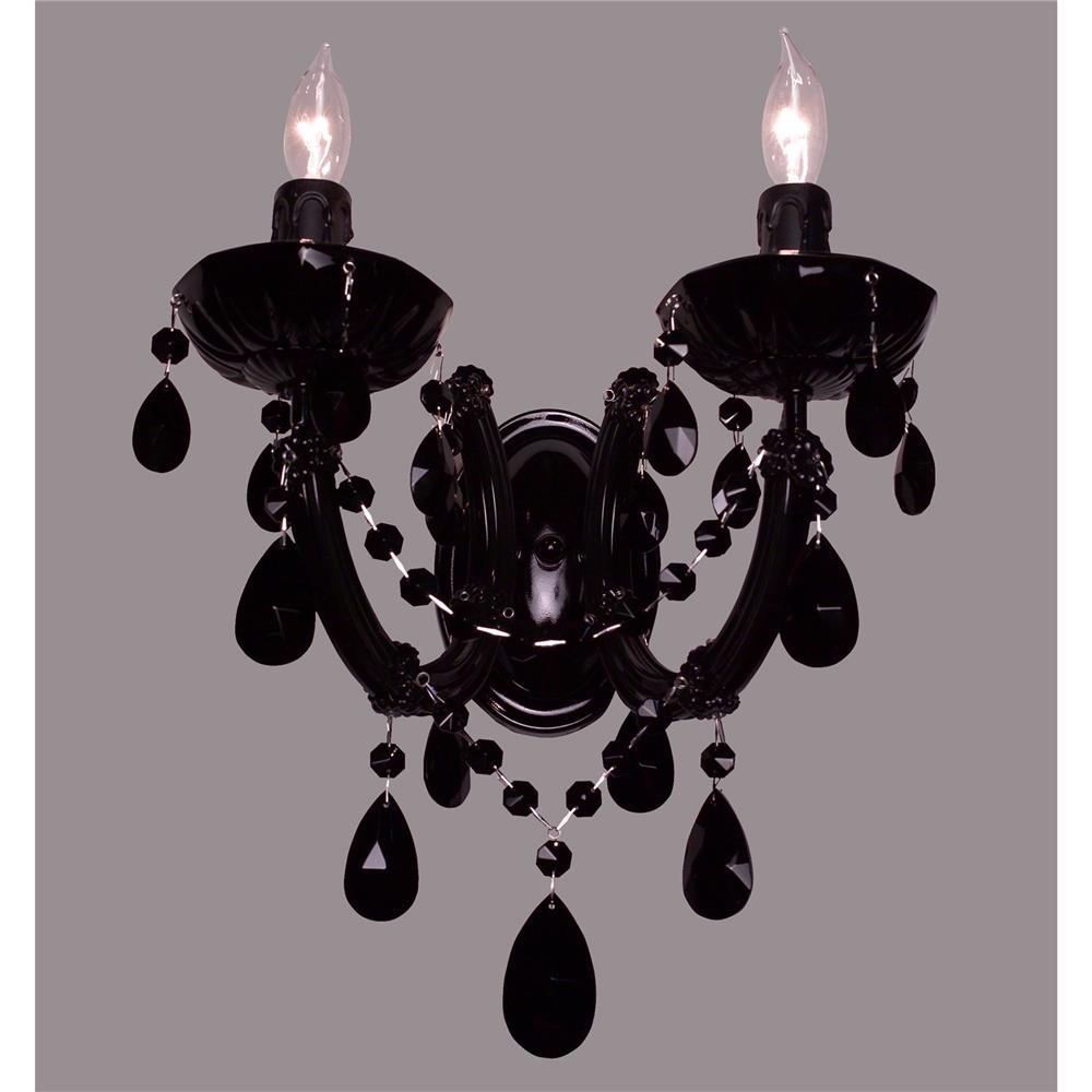 Classic Lighting 8342 BBLK CBK Rialto Traditional Wall Sconce in Black on Black with Crystalique Black