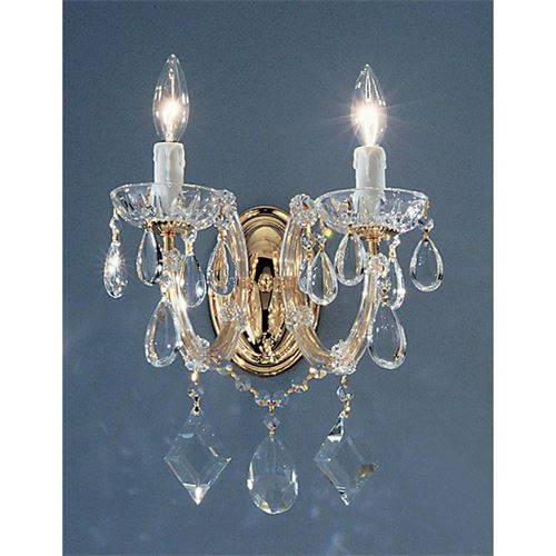 Classic Lighting 8352 GP C Rialto Contemporary Wall Sconce in Gold Plated with Crystalique