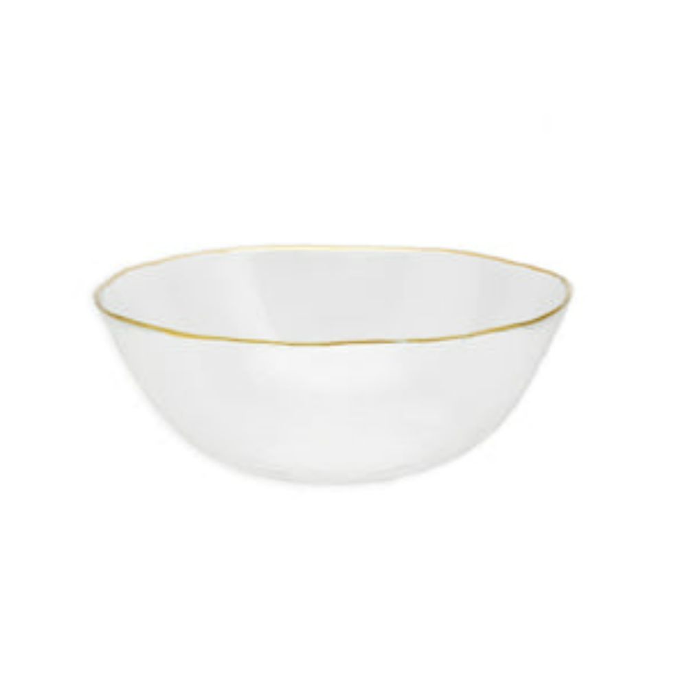 Clear Salad Bowl with Gold Rim - 11"D