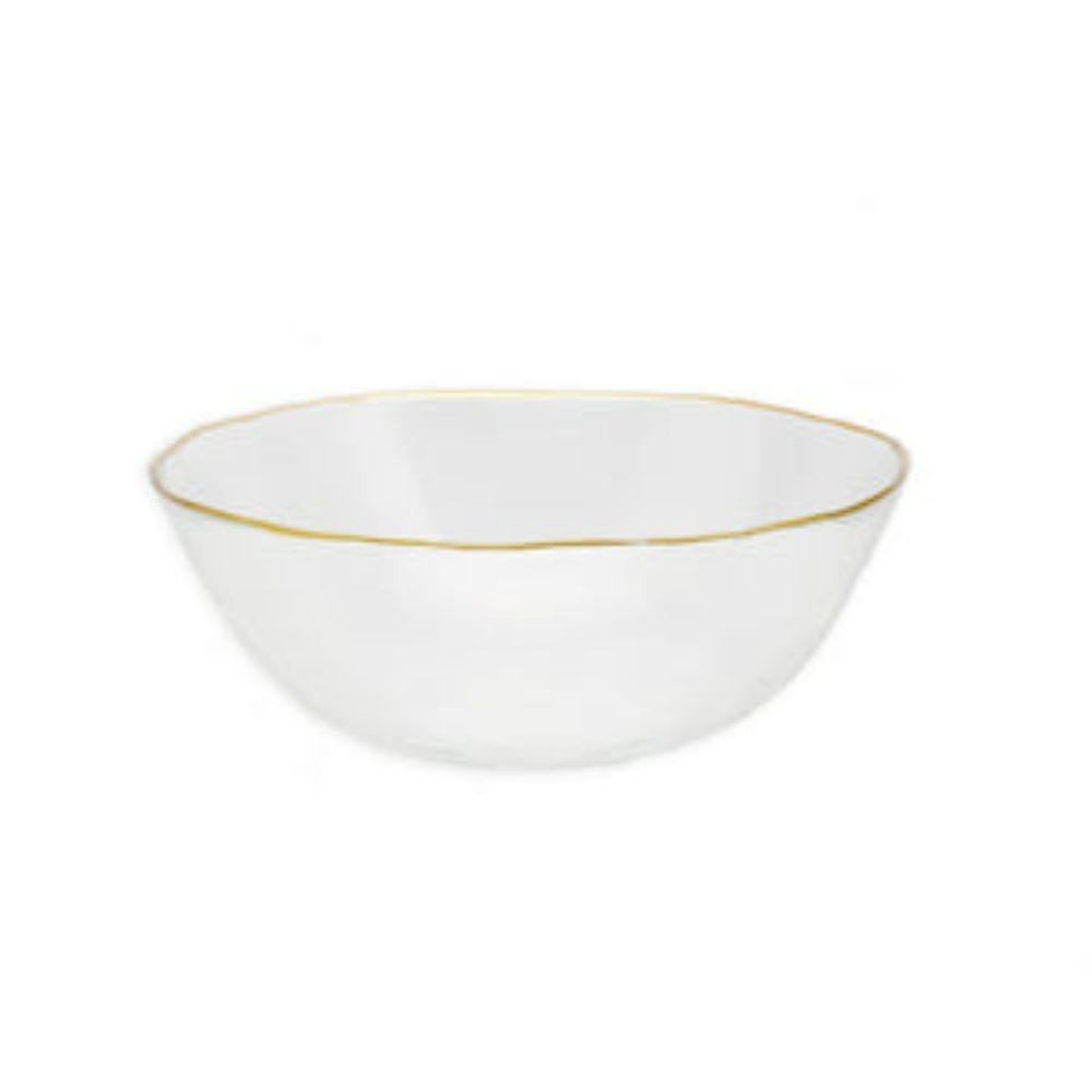 Clear Salad Bowl with Gold Rim - 8.5"D