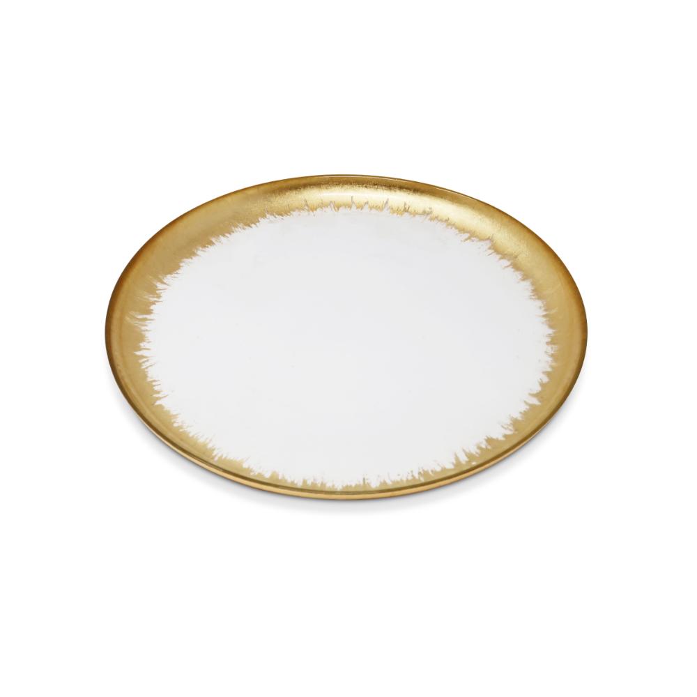 Set of 4 Plates with Gold Brushed Rim