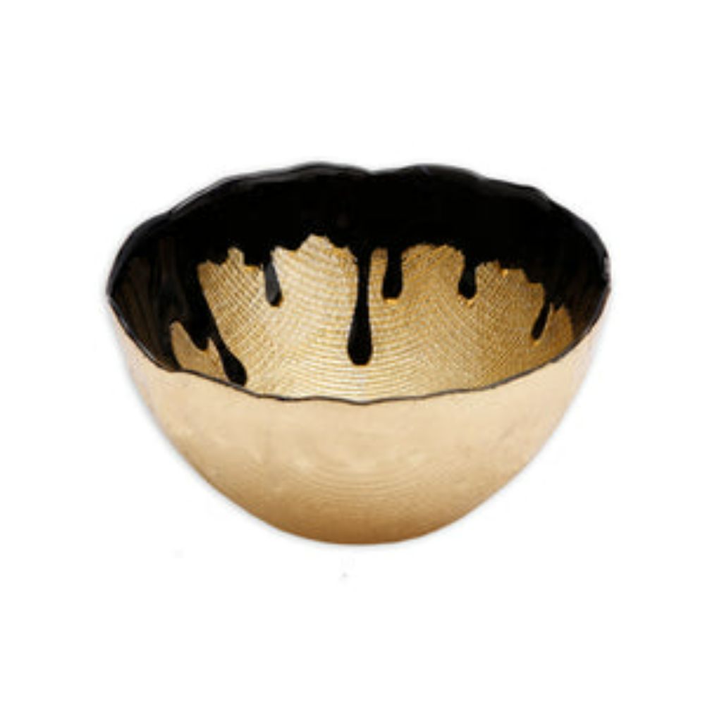 6"D Black Dipped Gold Dessert Bowl