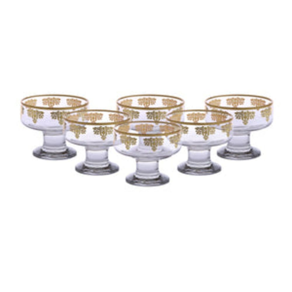 Set of 6 Dessert Cups with Gold Design