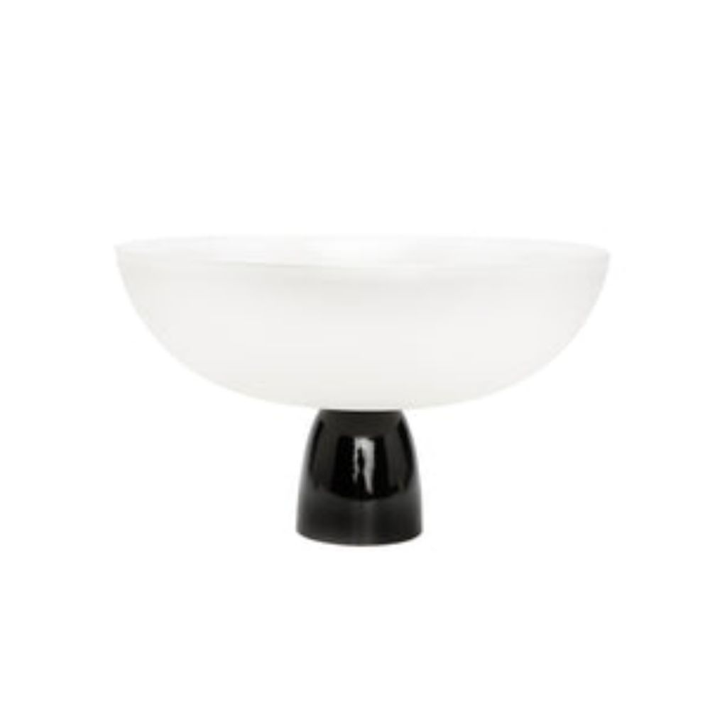 White Glass Bowl on Black Base
