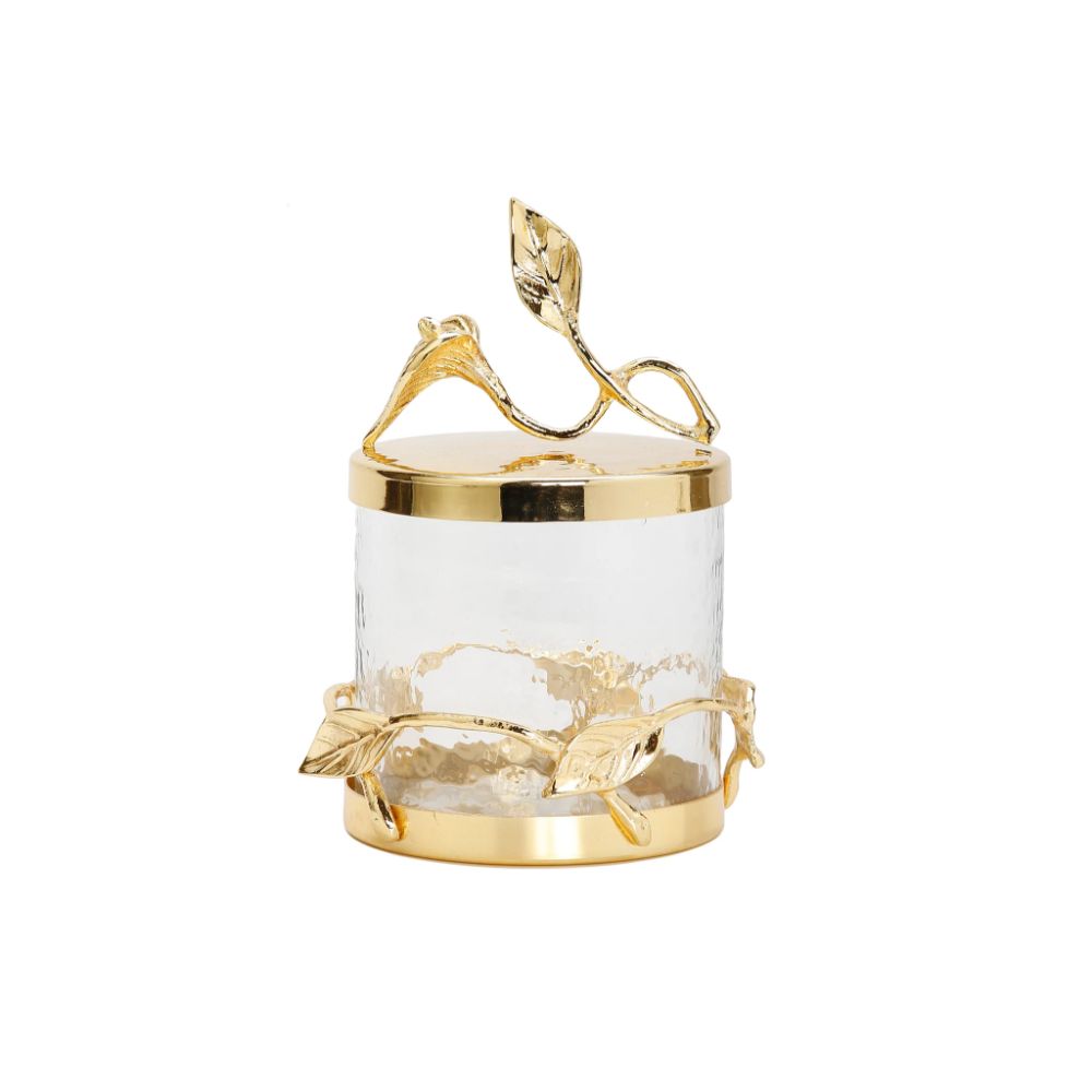 Hammered Glass Canister with Gold Leaf Lid
