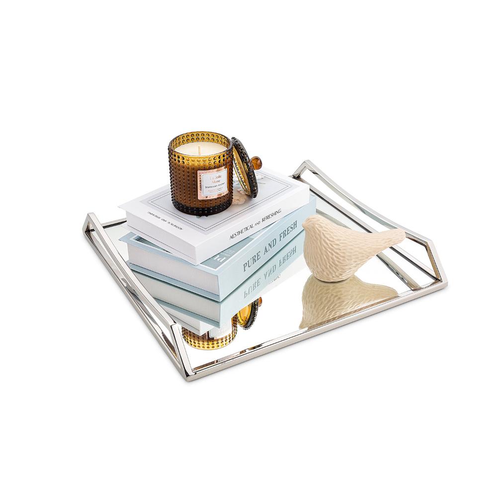 Square Mirror Tray with Handles - 15.75"L