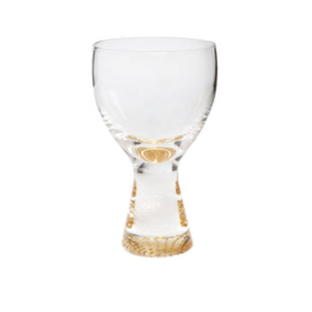 Set of 6 Wine Glasses with Gold Reflection Base