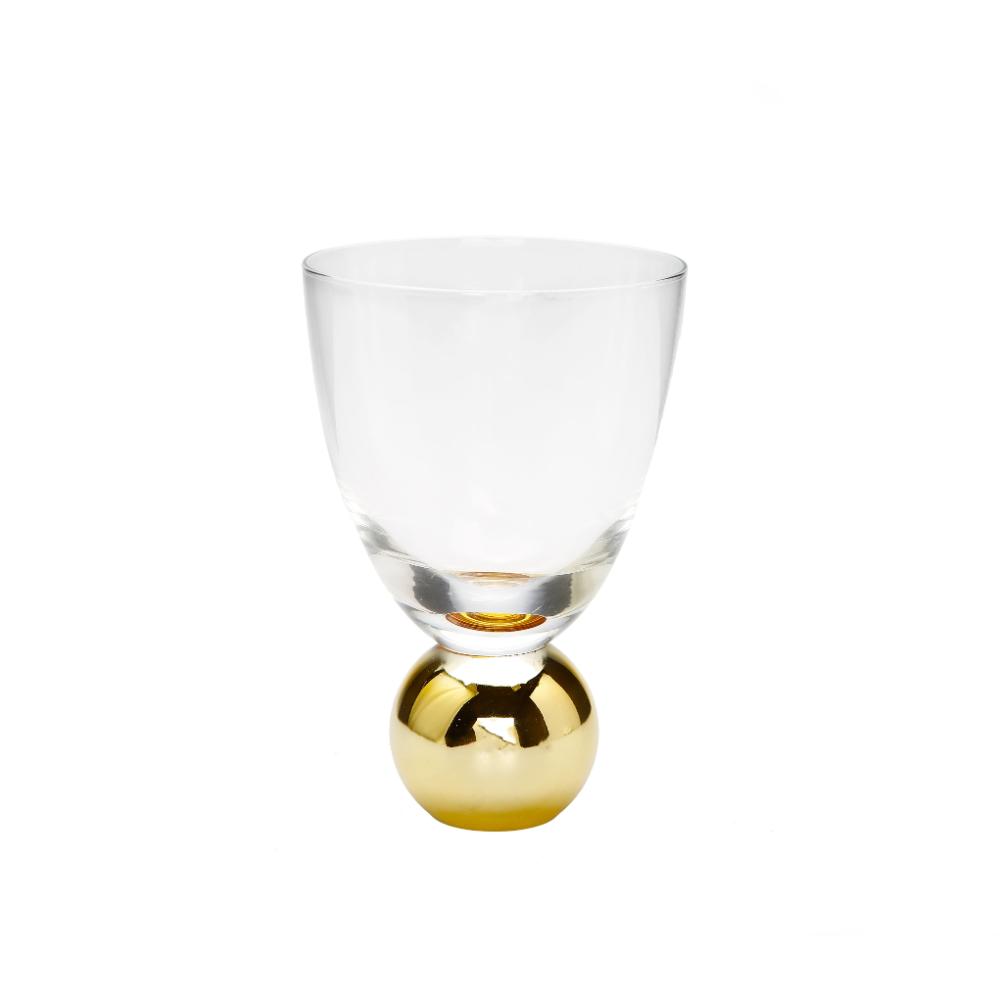 Set of 6 Small Wine Glasses on Gold Ball Pedestal