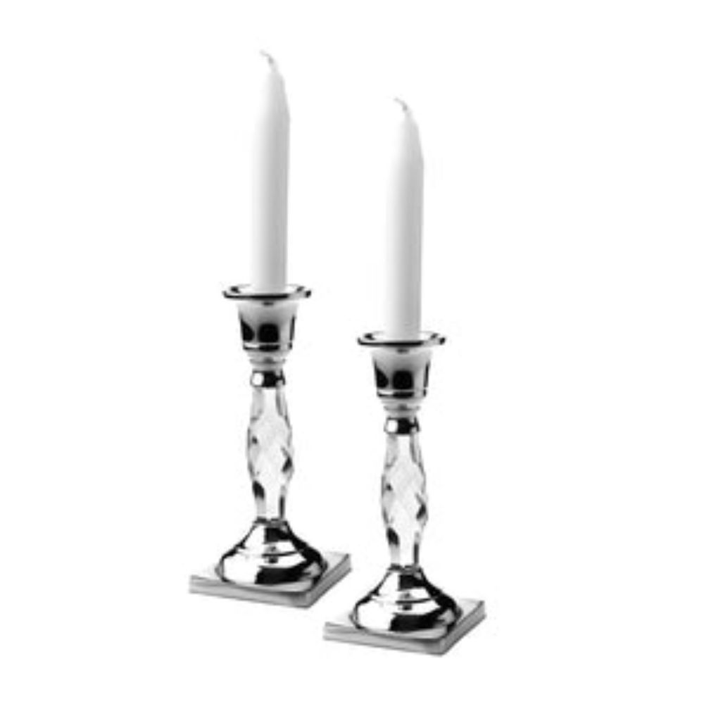 Set of 2 Candle Holders with Crystal Glass Base