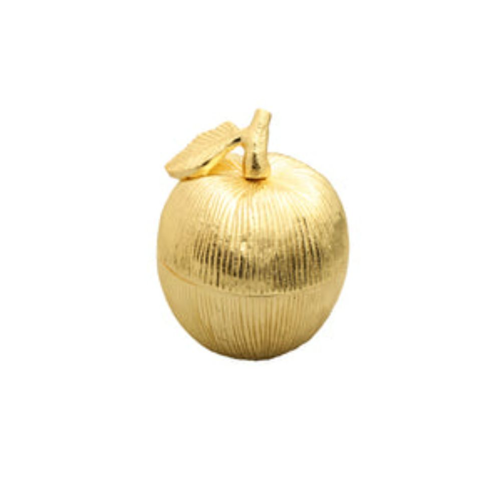 Gold Apple Shaped Honey Jar with Spoon - 3.75"D x 4.5"H