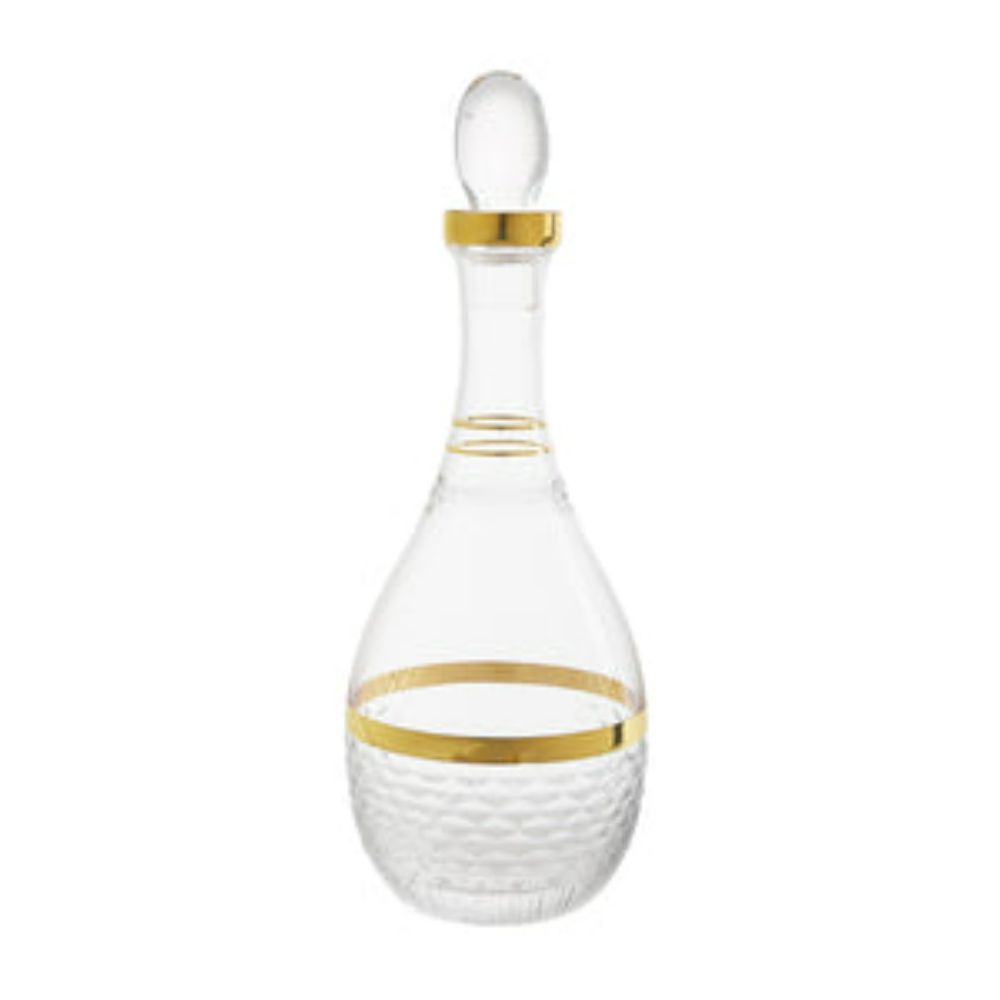 Glass Decanter with Gold and Crystal Detail