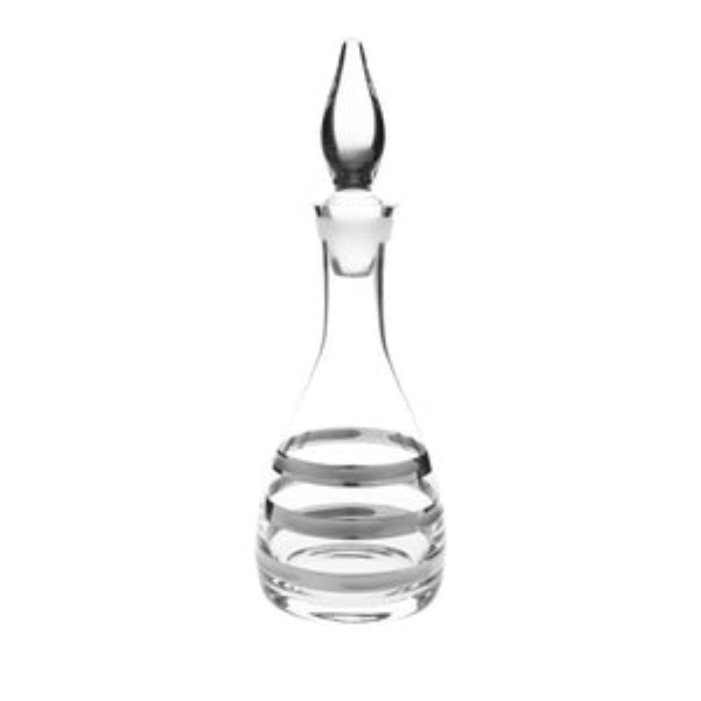 Glass Wine Decanter with Silver Brick Design