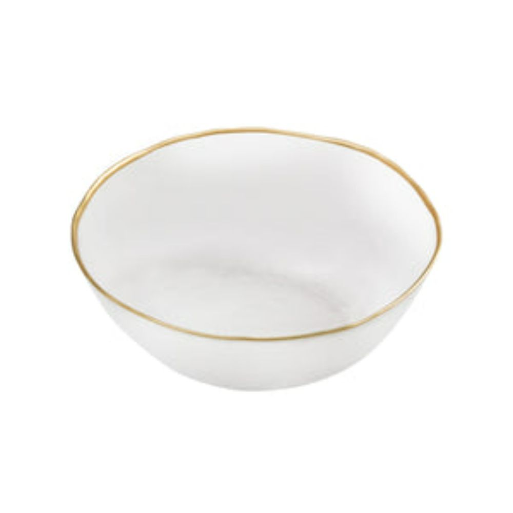 Clear Dessert Bowl with Gold Rim