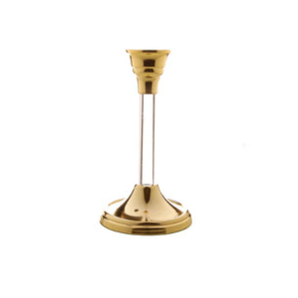 Gold Candlestick With Acrylic Stem - 7.25"H