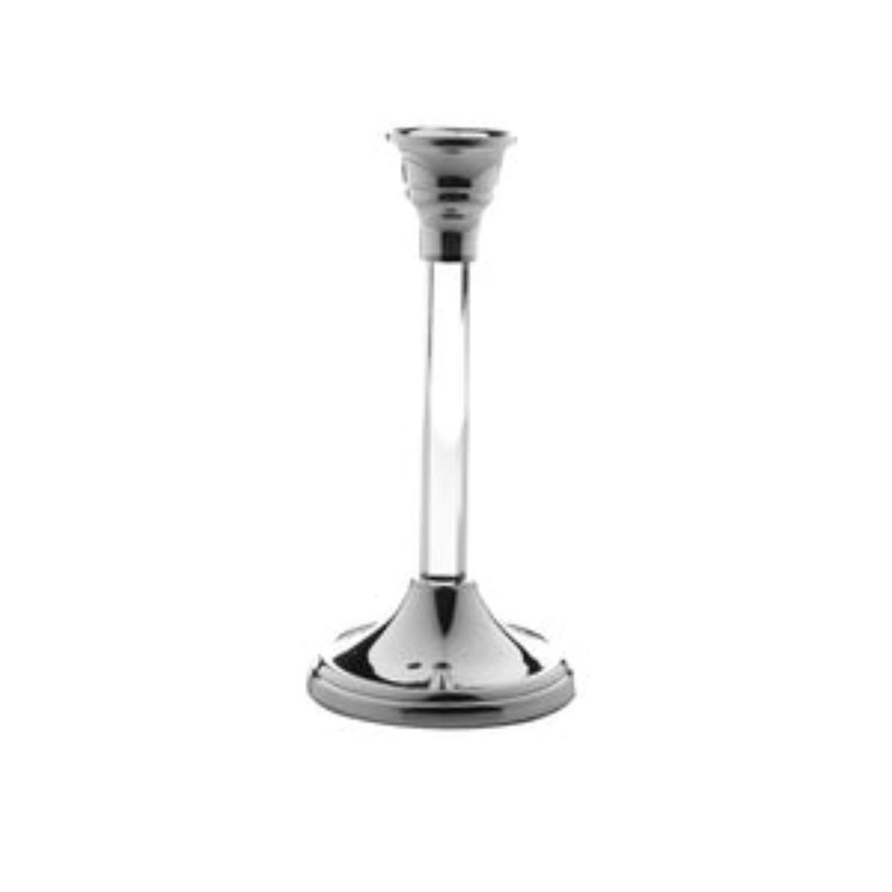 Nickel Candlestick With Acrylic Stem -7.25"H