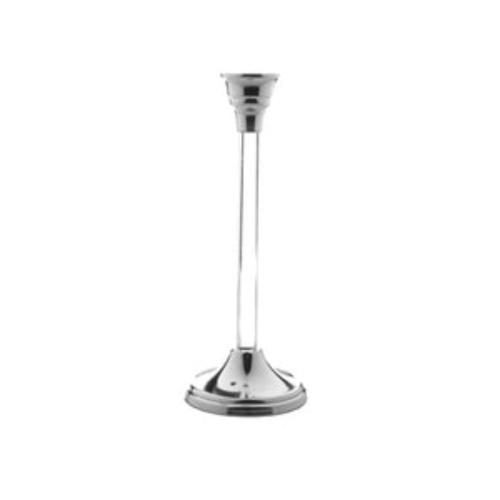 Nickel Candlestick With Acrylic Stem - 12.5"H