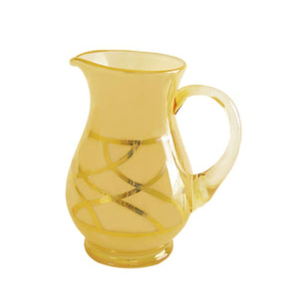 Amber Milky Glass Pitcher with 24K Gold Artwork
