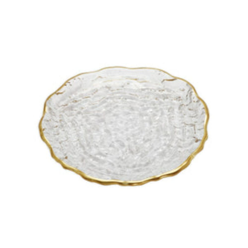 Set of 4 Glass Salad Plates with Gold Trim