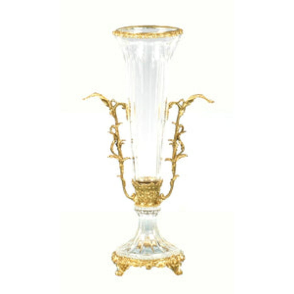 16.9" Crystal Brass Vase