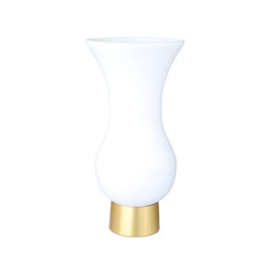 White S-Shaped Glass Vase with Gold Base