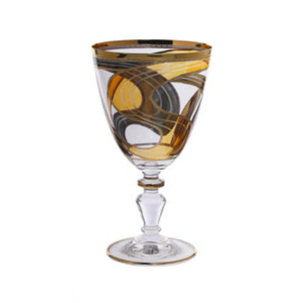 Set of 6 Water Glasses with 24k Gold Swivel Design