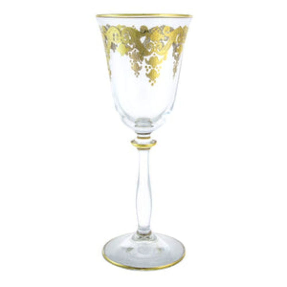 Wine Glass with Rich 24K Gold Artwork, Set of 6