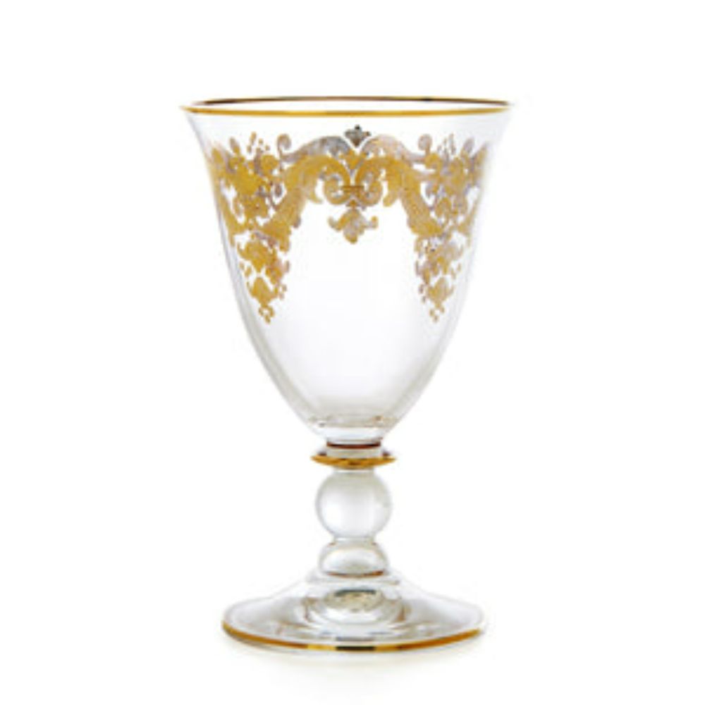 Water Glasses with 24k Gold Artwork-Set/6