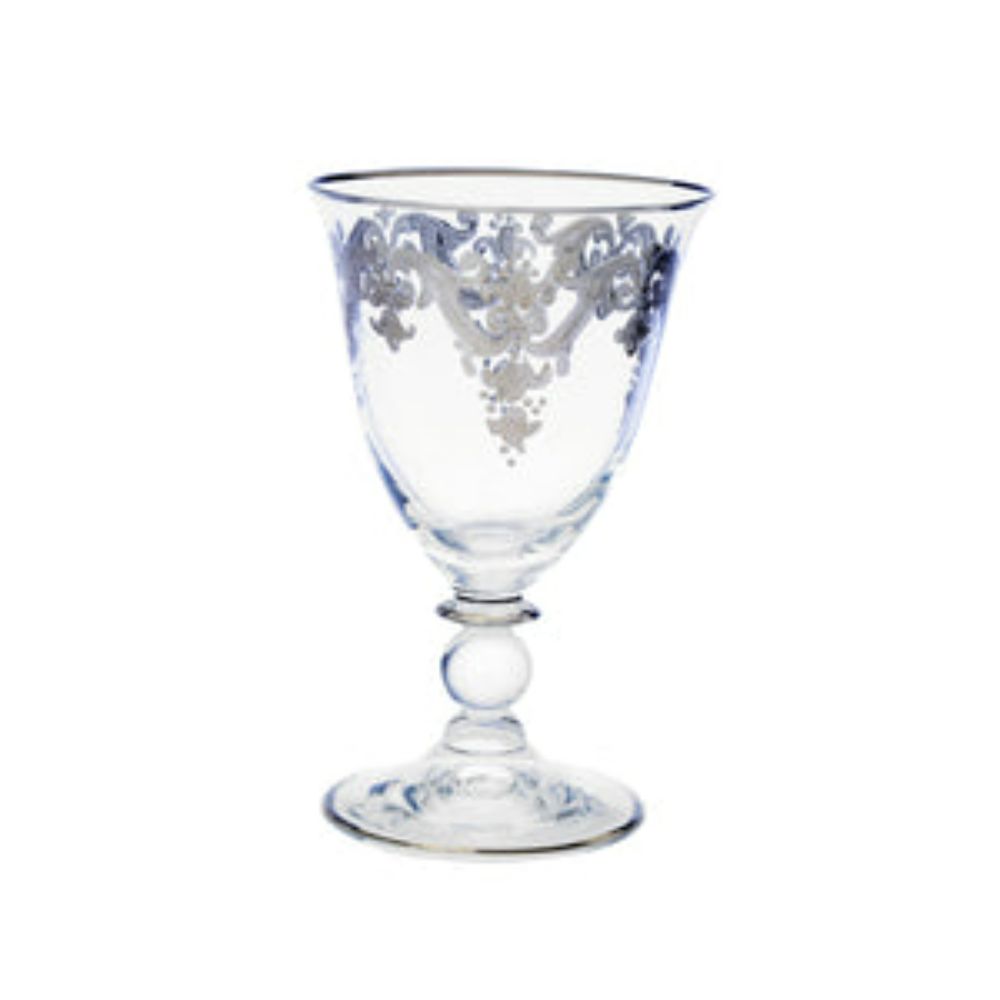 Water Glasses with Sterling Silver Artwork-Set/6