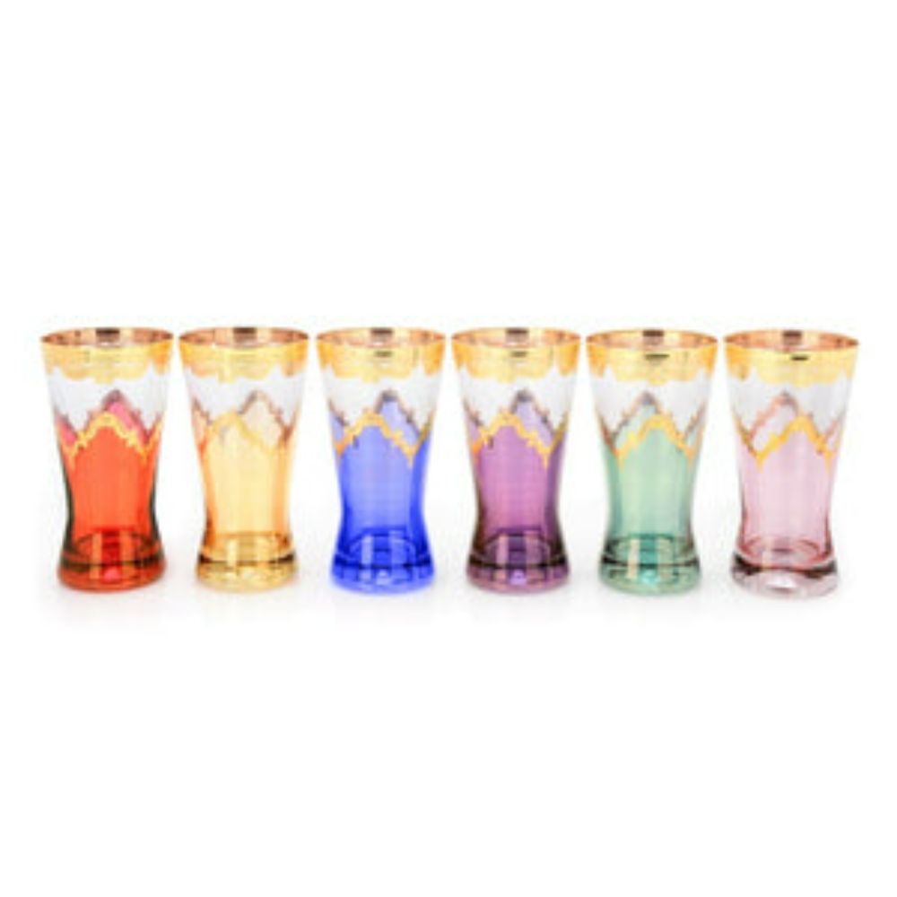 Tumblers, Assorted Colors with Diamond Cuts, Set of 6