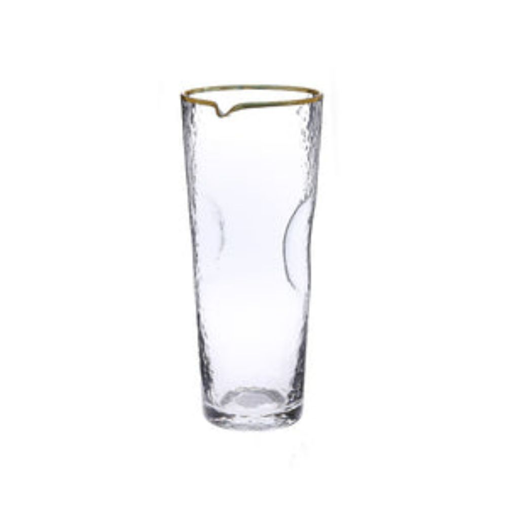 Pebble Glass Water Pitcher with Gold Rim