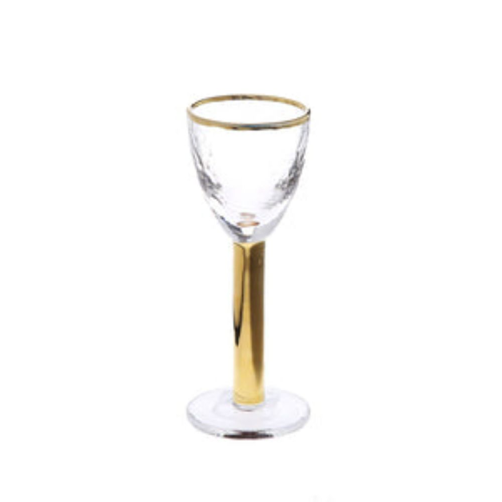 Classic Touch Set Of 6 Pebble Glass Wine Glasses With Gold Rim