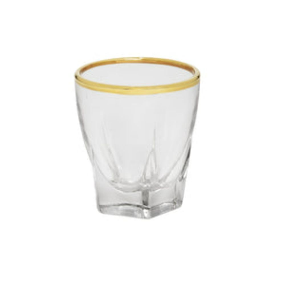 Set of 6 Liquor Glasses with Gold Rim