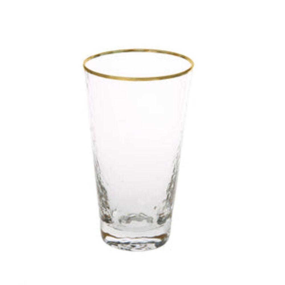 Set Of 6 Tumblers With Simple Gold Design - 3.5"D X 4.25"H