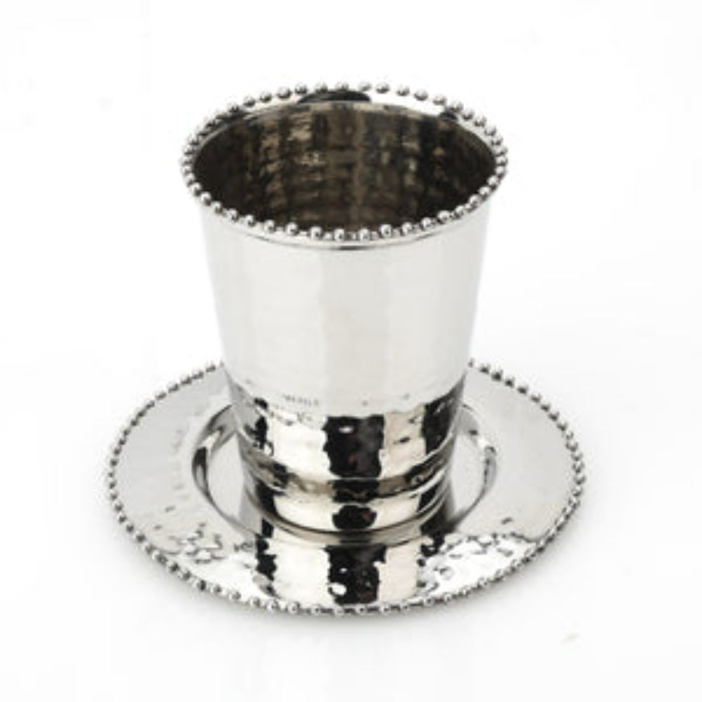 Beaded Kiddush Cup and Saucer