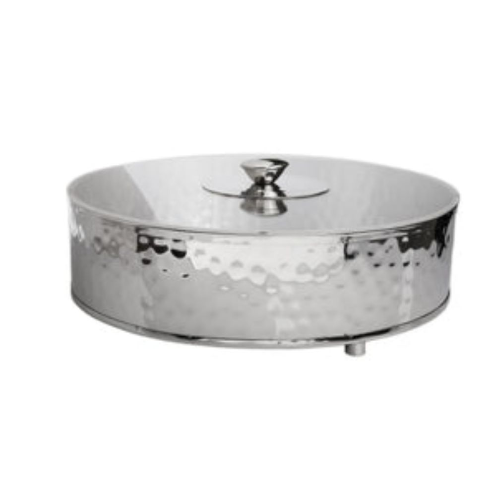 Round Stainless Steel Matzah Holder with Acrylic Cover