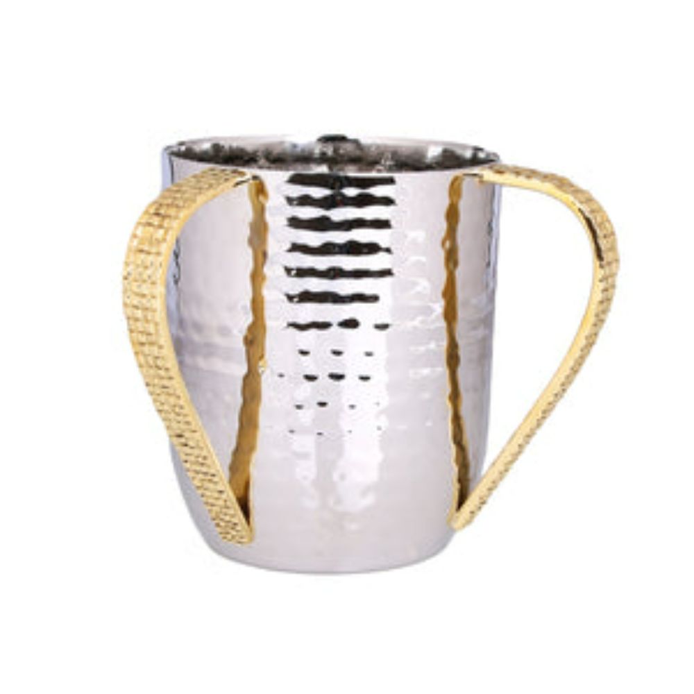 Stainless Steel Wash Cup With Mosaic Handles - 4"D X 5"H