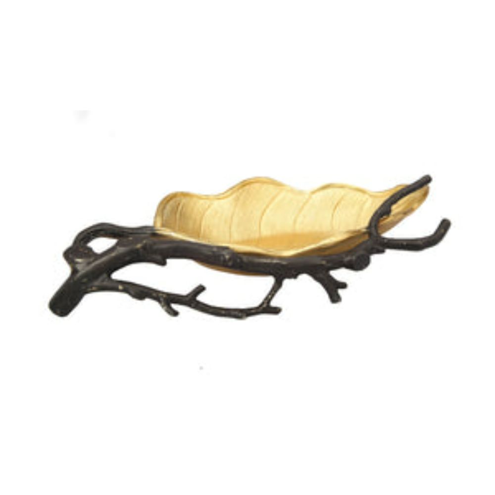 Gold Leaf Candy Dish with Black Branch