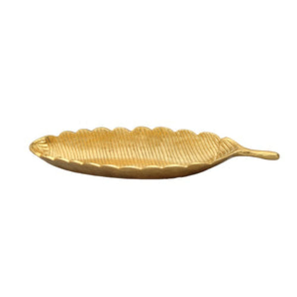Gold Leaf Shaped Dish with Vein Design