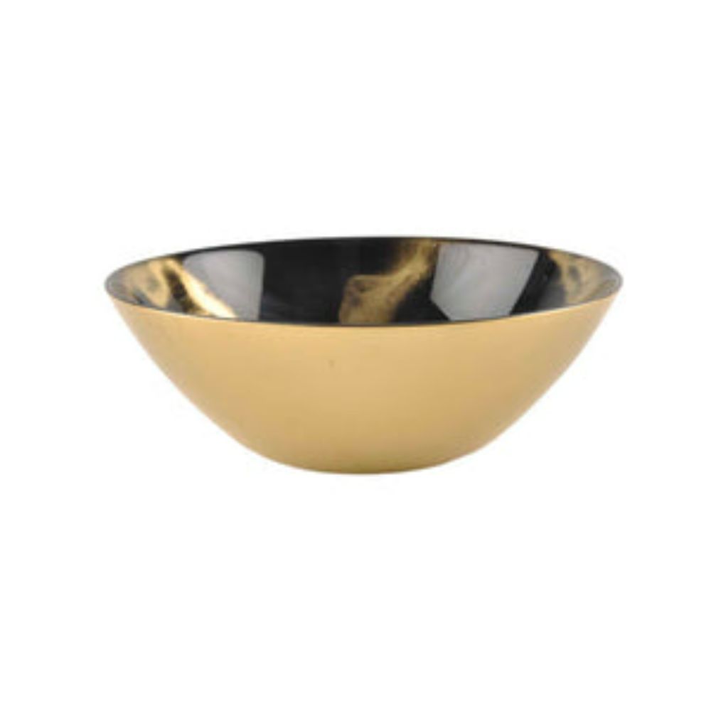 6"D Black and Gold Marbleized Soup Bowl