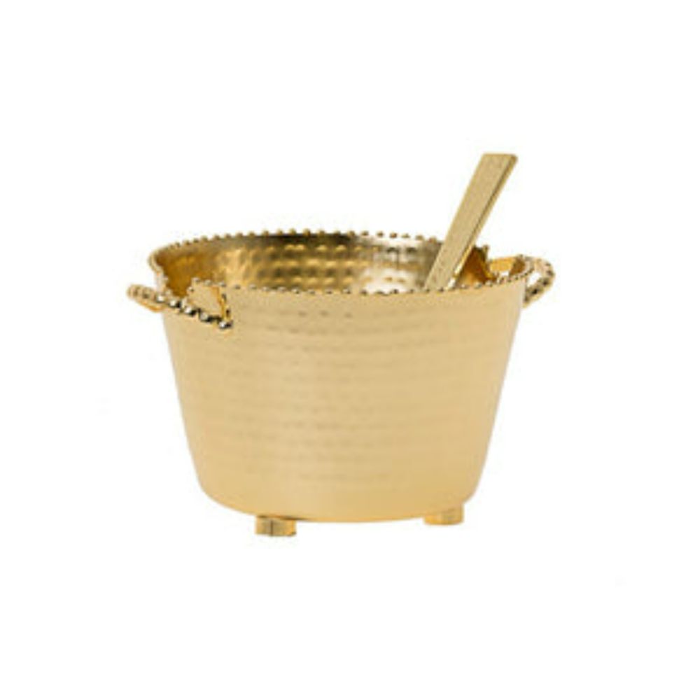 Large Beaded Container Bowl- Gold