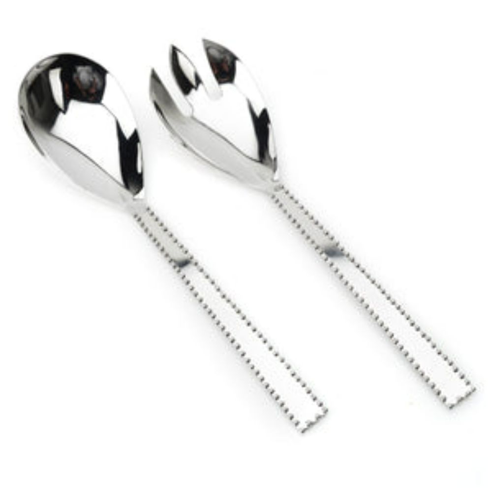 Set of 2 Salad Servers with Beaded Border